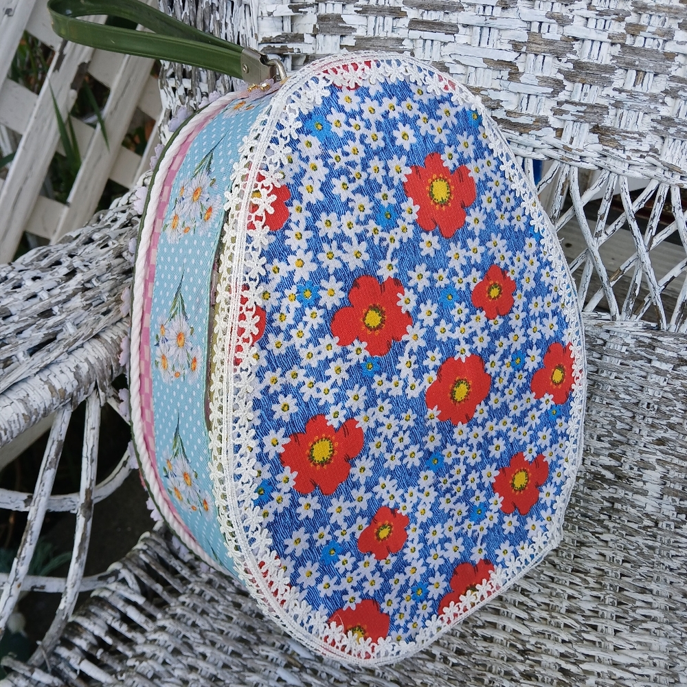 Beautified vintage hat/makeup bag..super cute bag w handle